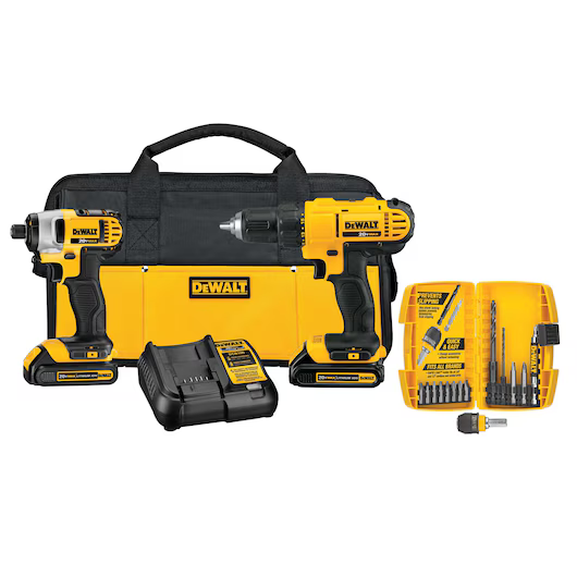 DeWalt - Compact drill/driver and impact driver with accessories combo kit. 20V Max