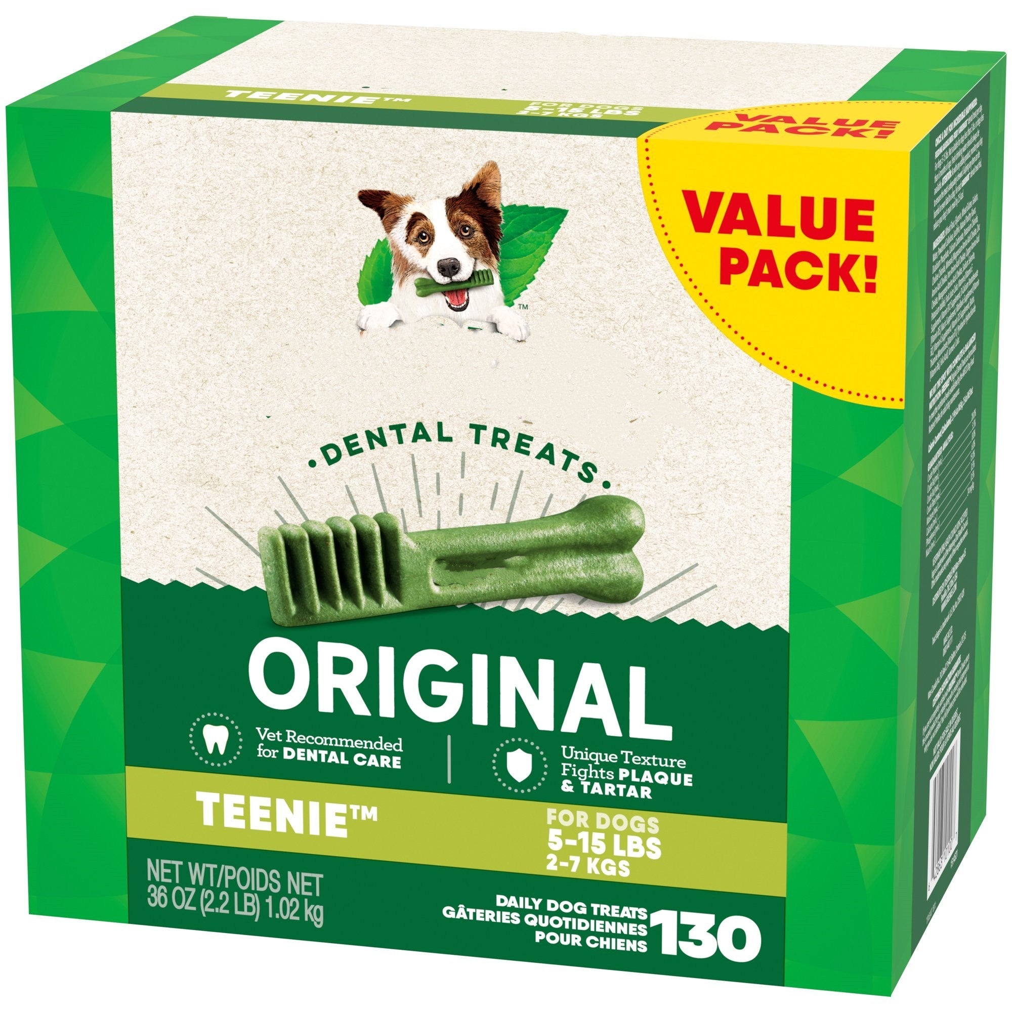 Original Flavor Teenie Size Dental Chew Treats for Dogs;  36 oz. Pack (130 Treats)