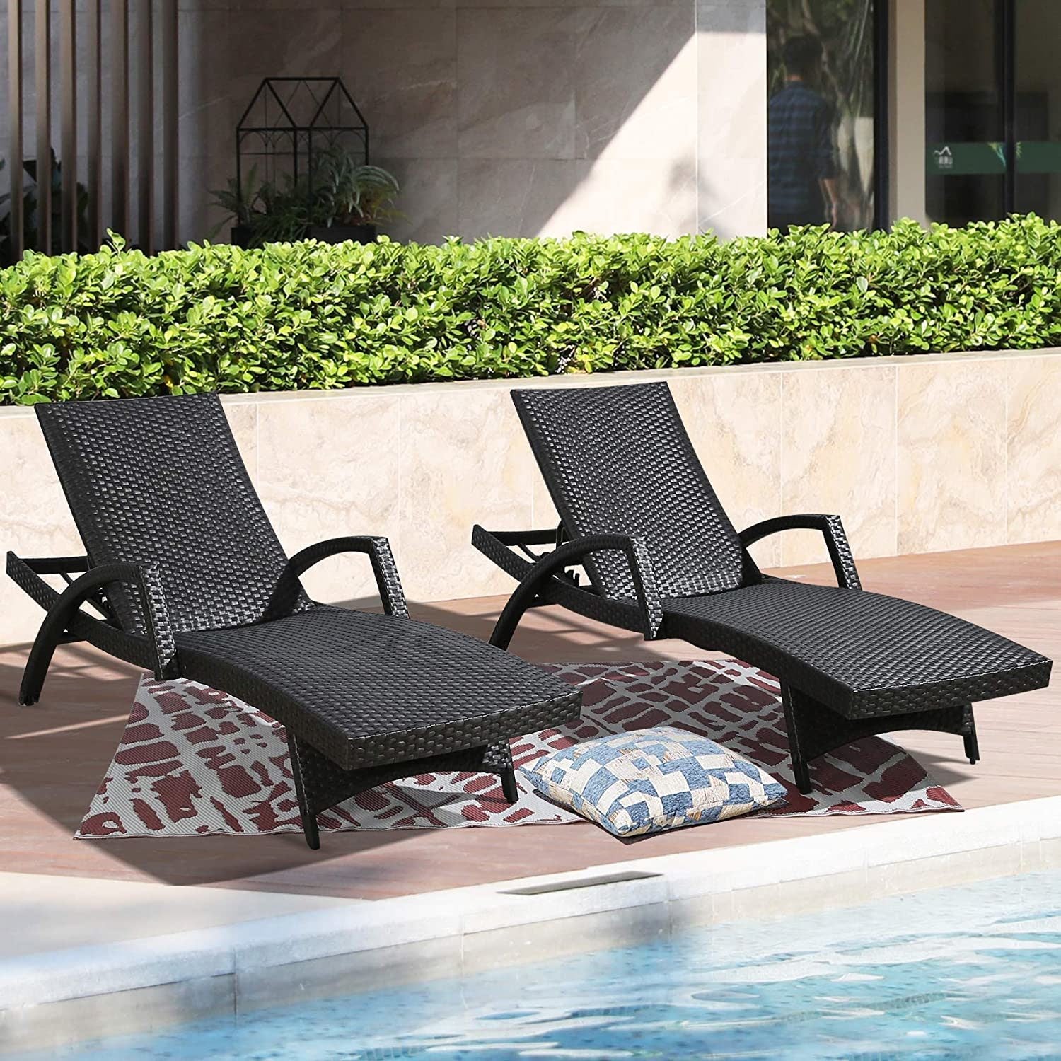 Outside Lounge Chairs with Aluminum Frame, Set of 2