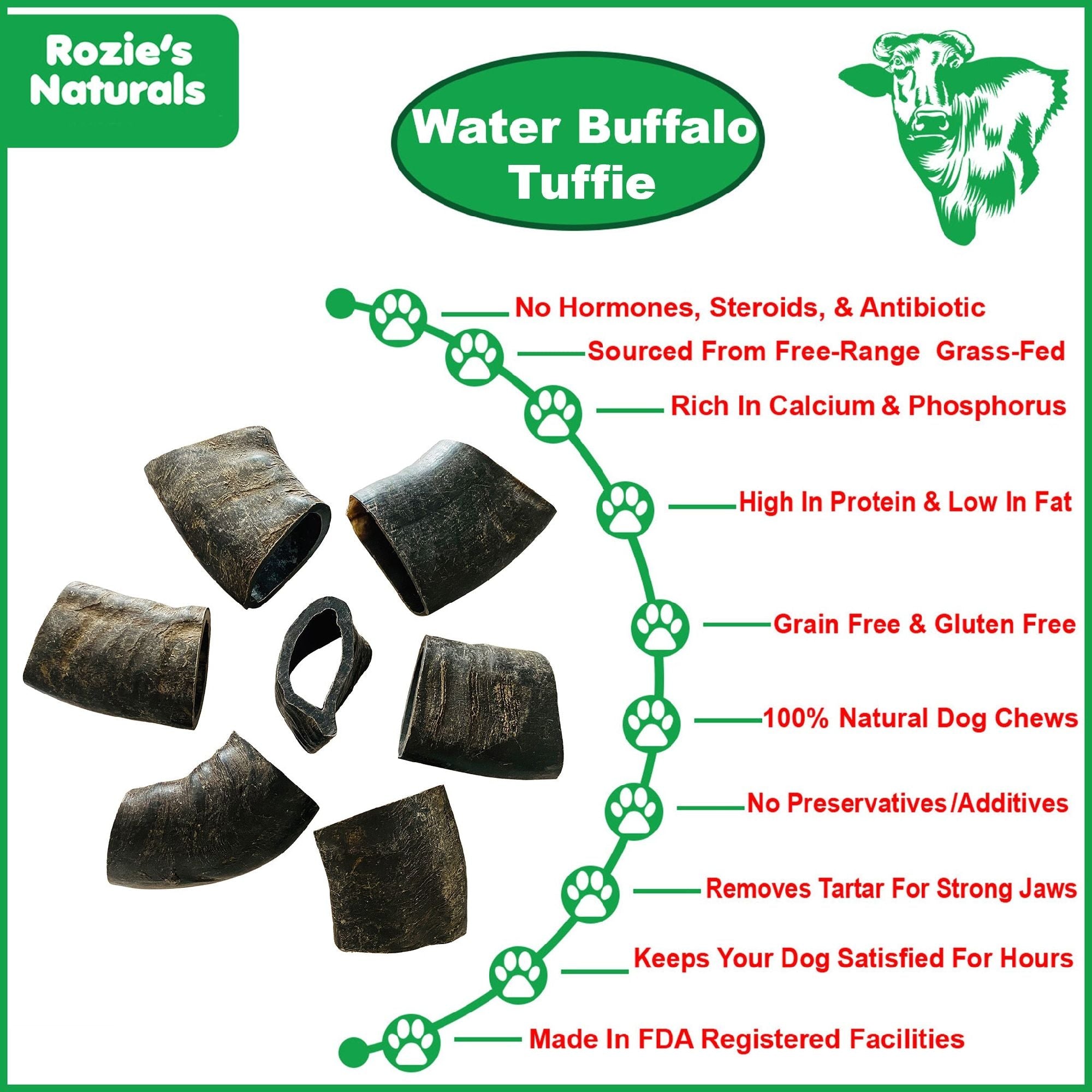 Water Buffalo Horn Tuffie- 100% Natural Dog Treat