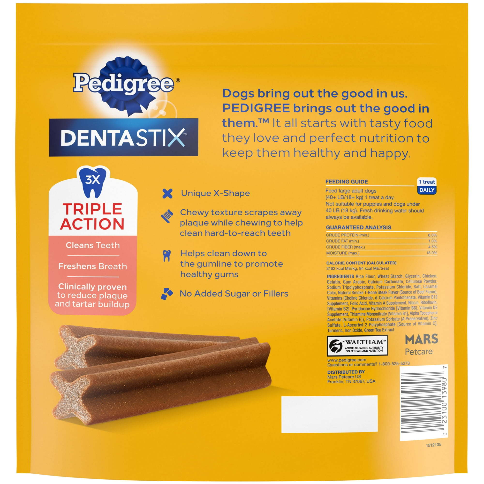 DENTASTIX Beef Flavor Treats for Large Dogs, 2.08 lb. Value Pack (40 Treats)